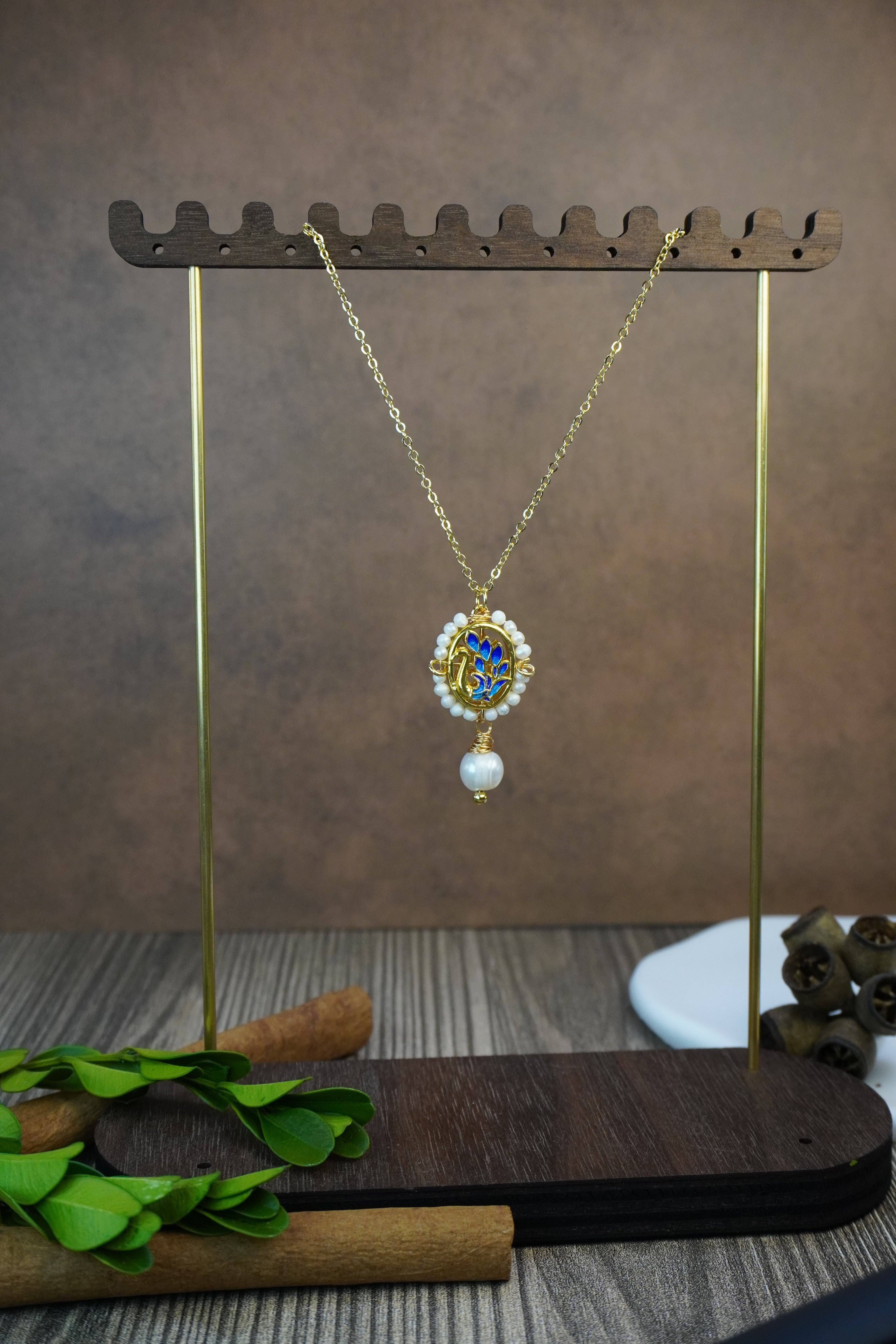 Vintage Blue Enamel Swan Pearl Matching Jewelry Set, Victorian Cameo Drop Earrings & Pendant Necklace