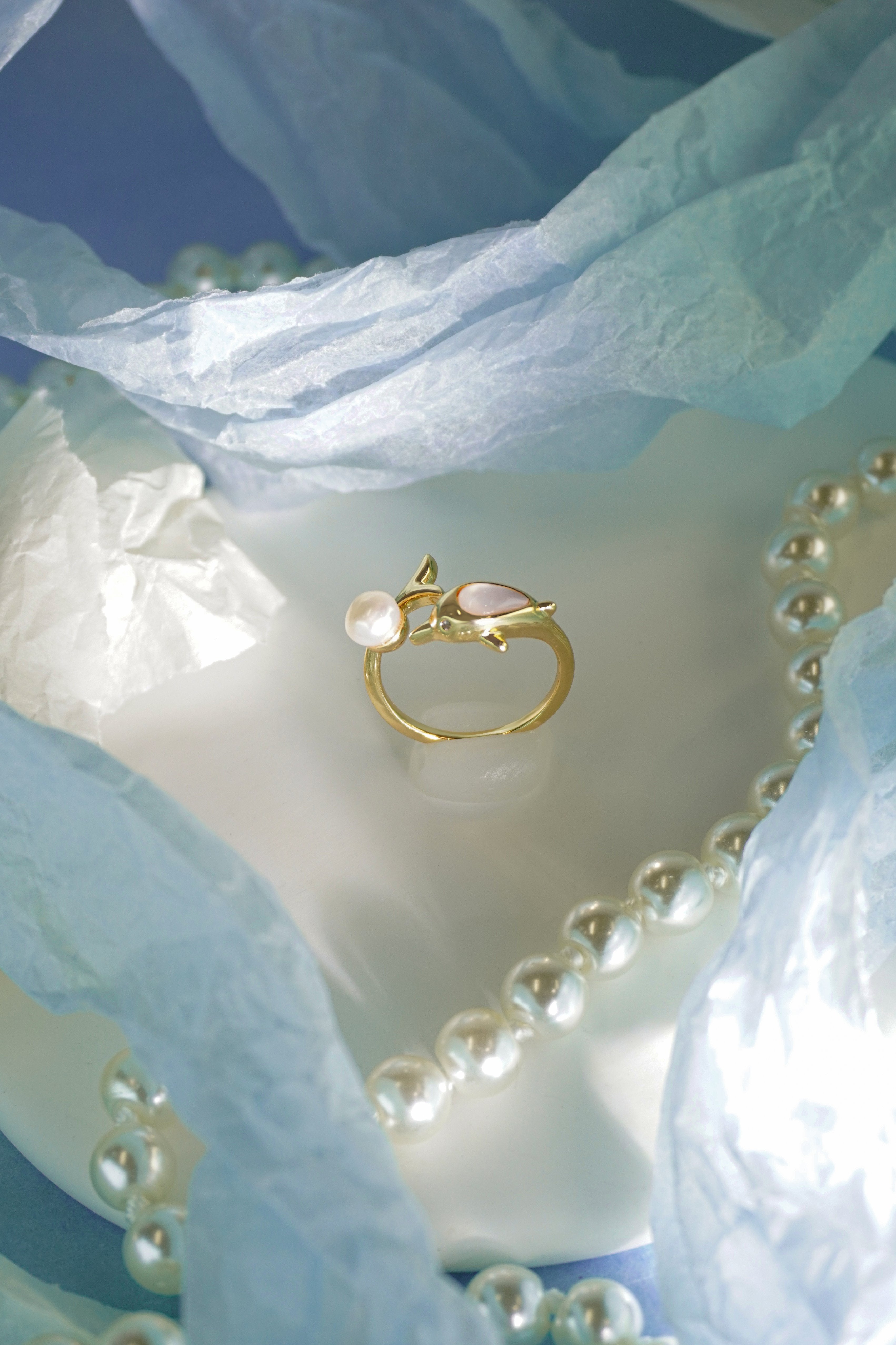 Playful Ocean Dolphin Open Wrap Statement Ring With Soft Round Accent For Summer Vacation & Daily Stack Styling