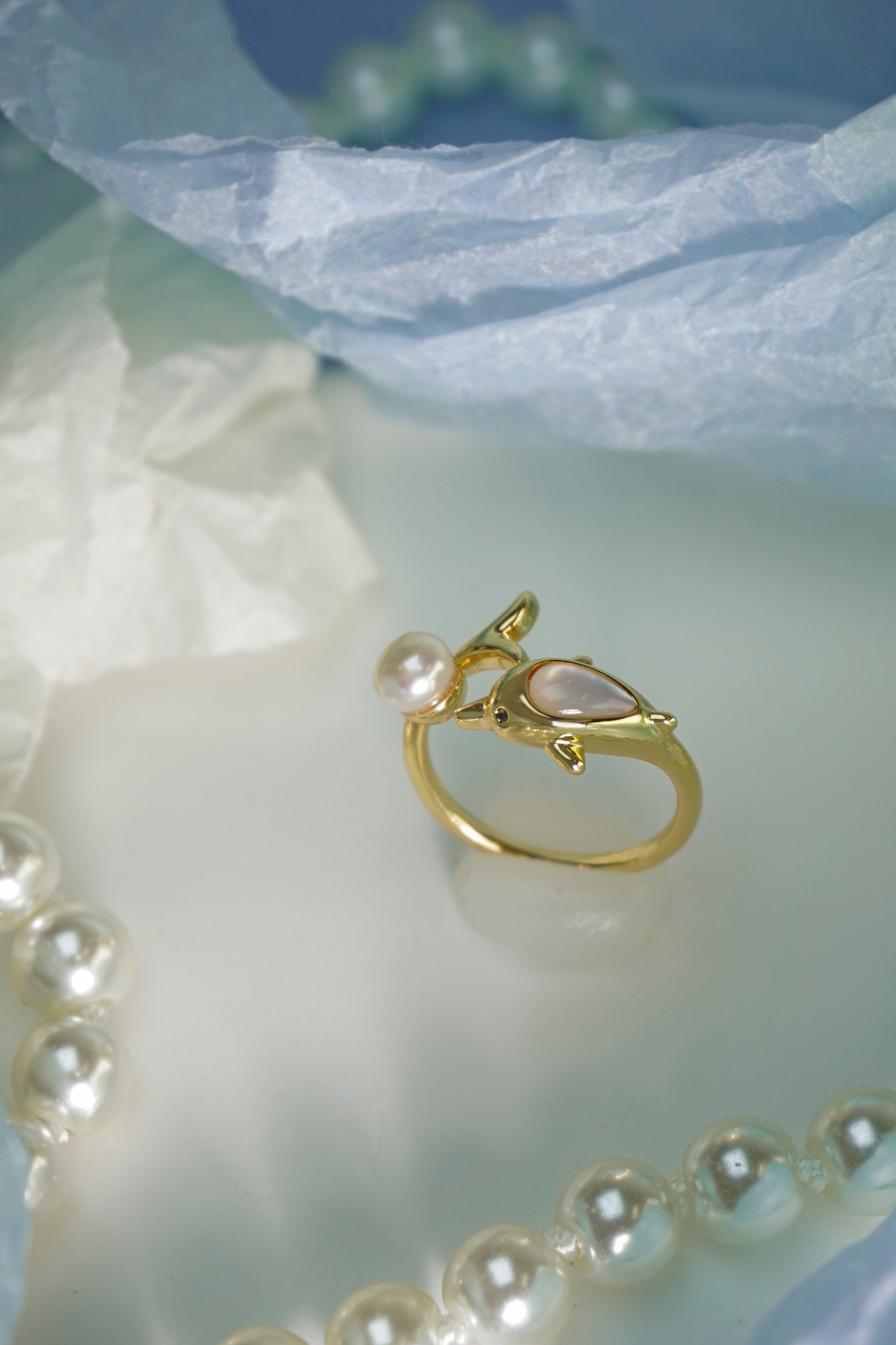 Playful Ocean Dolphin Open Wrap Statement Ring With Soft Round Accent For Summer Vacation & Daily Stack Styling