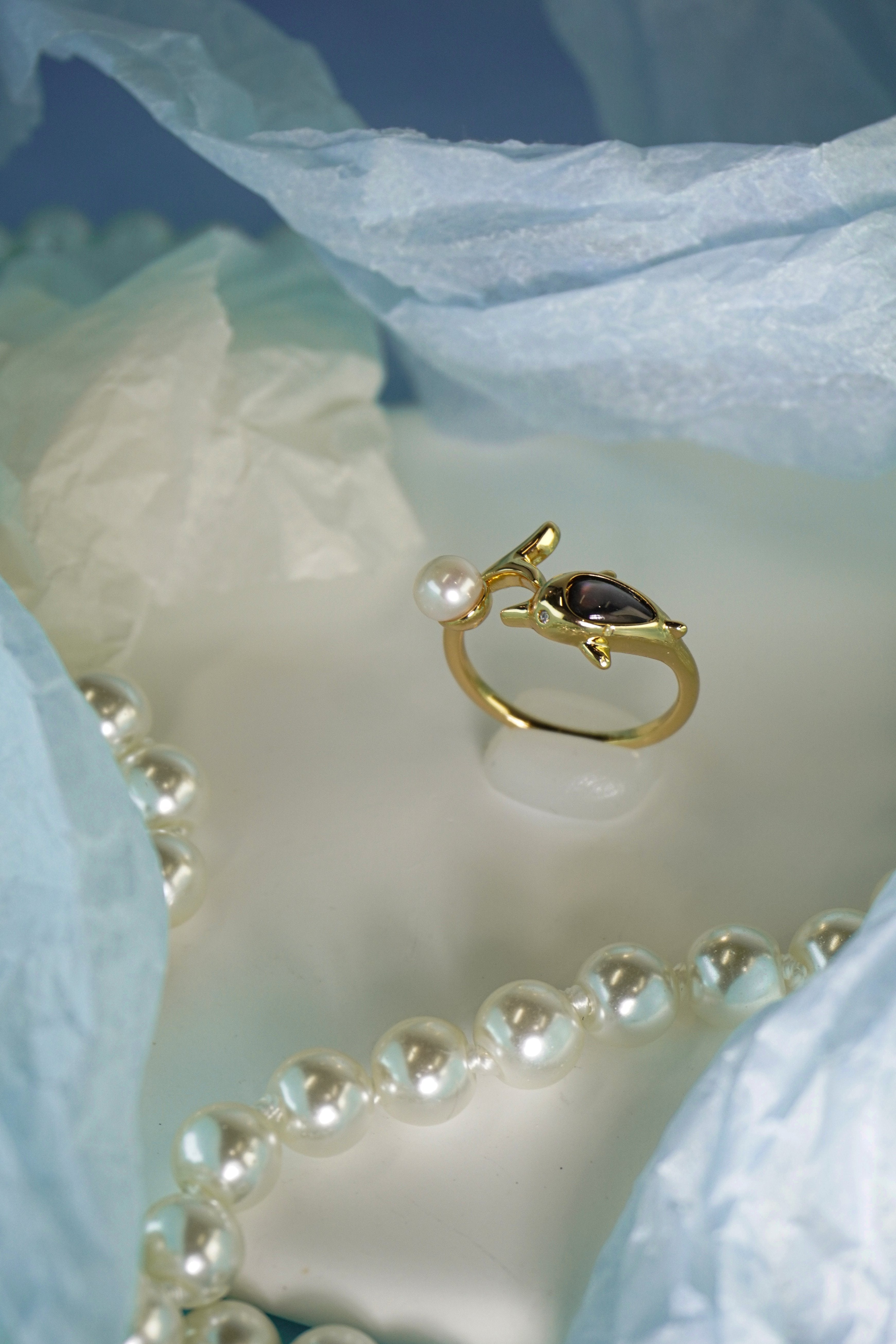 Playful Ocean Dolphin Open Wrap Statement Ring With Soft Round Accent For Summer Vacation & Daily Stack Styling