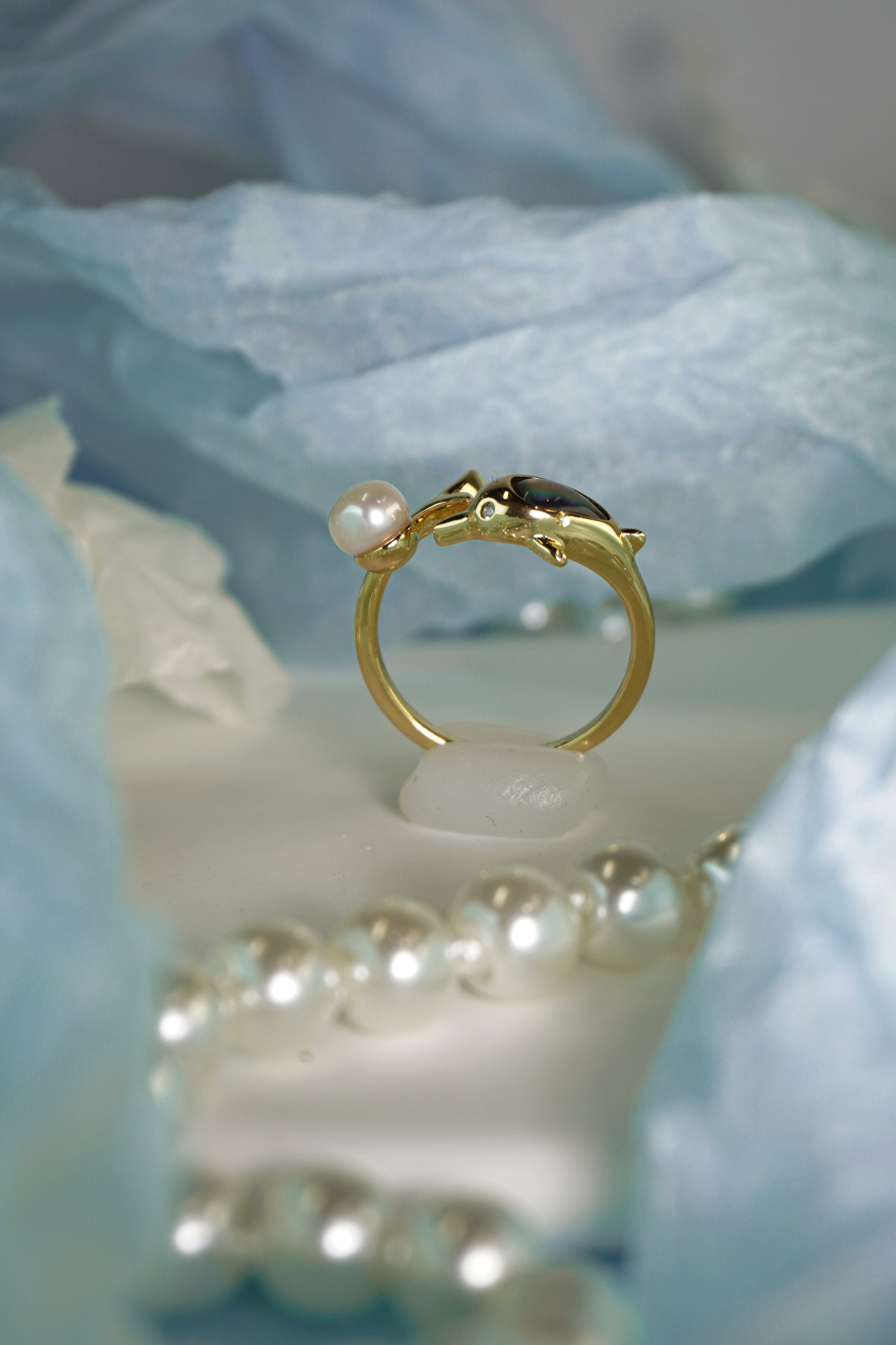 Playful Ocean Dolphin Open Wrap Statement Ring With Soft Round Accent For Summer Vacation & Daily Stack Styling