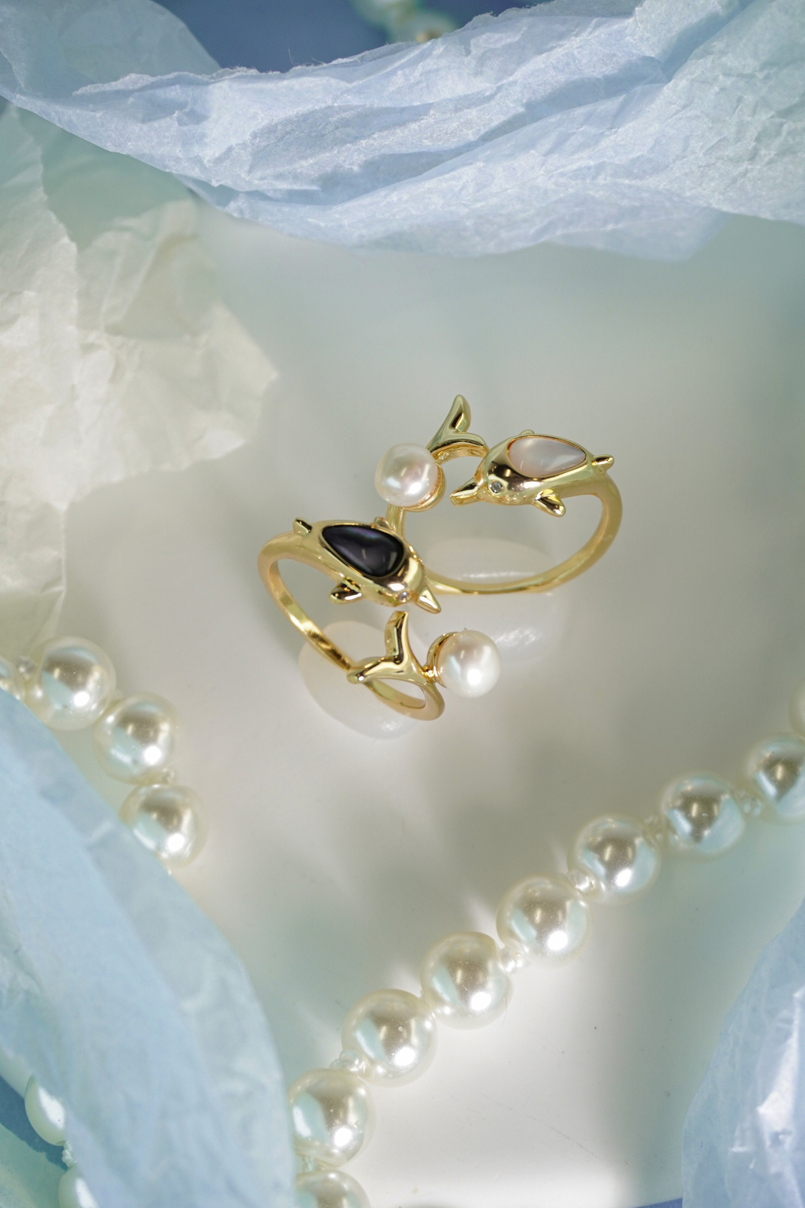 Playful Ocean Dolphin Open Wrap Statement Ring With Soft Round Accent For Summer Vacation & Daily Stack Styling
